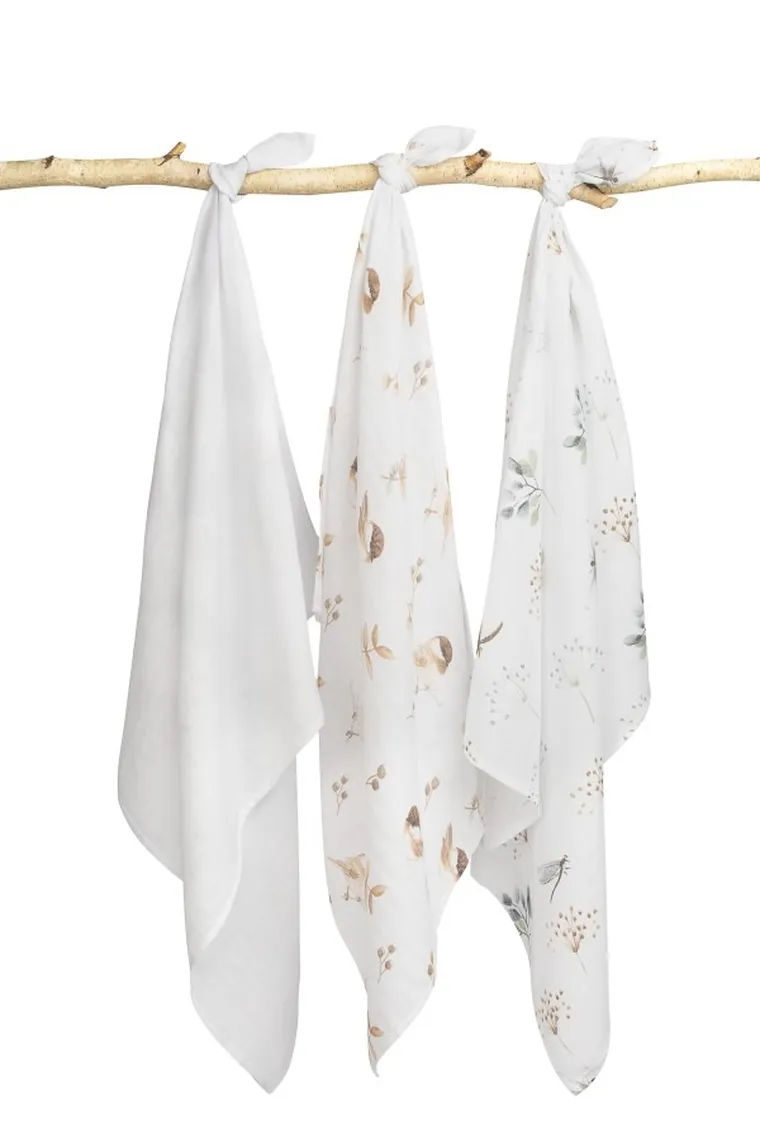 Sensillo, pieluszka muślinowa, biała, 70-80 cm, 3 szt.