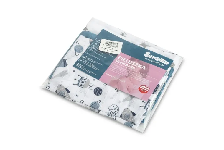 Sensillo, pieluszka muślinowa, niebieska, 35-35 cm, 4 szt.