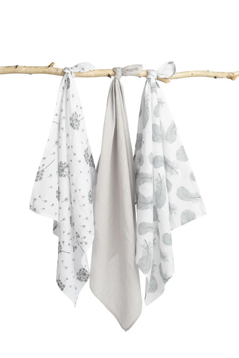 Sensillo, pieluszka muślinowa, szary, 70-80 cm, 3 szt.