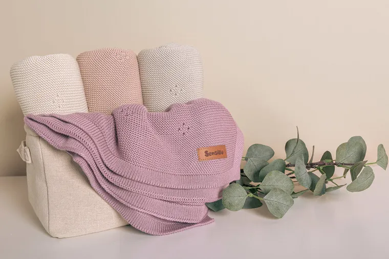 Sensillo, Rosal, koc bambusowy, dusty pink, 80-100 cm