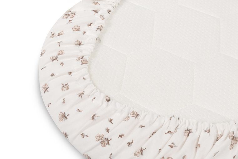 Sensillo, Rose, prześcieradło do wózka bawełna, beige, 35-75 cm