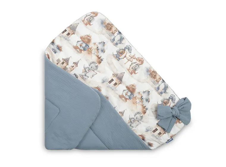 Sensillo, Smoki, rożek muślinowy, jeans, 75-75 cm