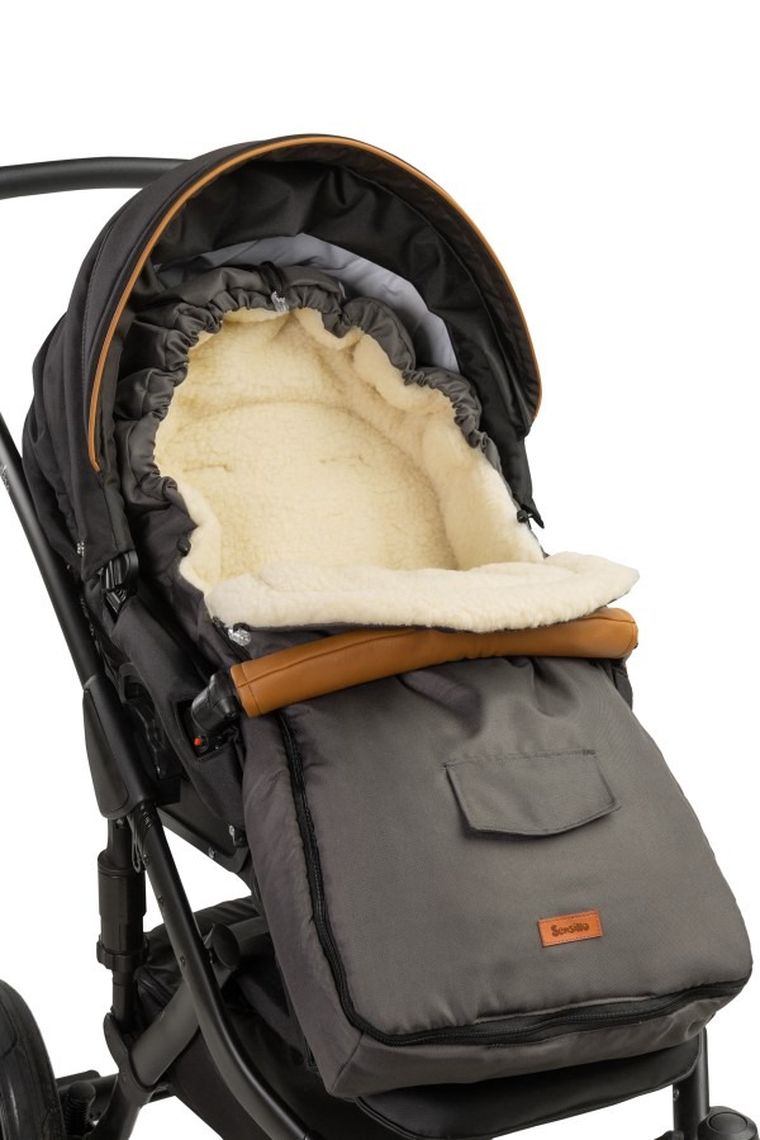Sensillo, śpiworek do wózka, wełniany, Graphite, 95-40 cm
