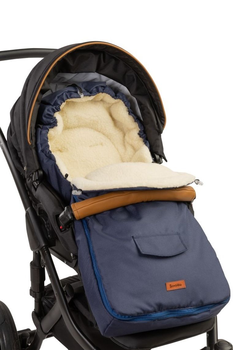 Sensillo, śpiworek do wózka, wełniany, Navy, 95-40 cm