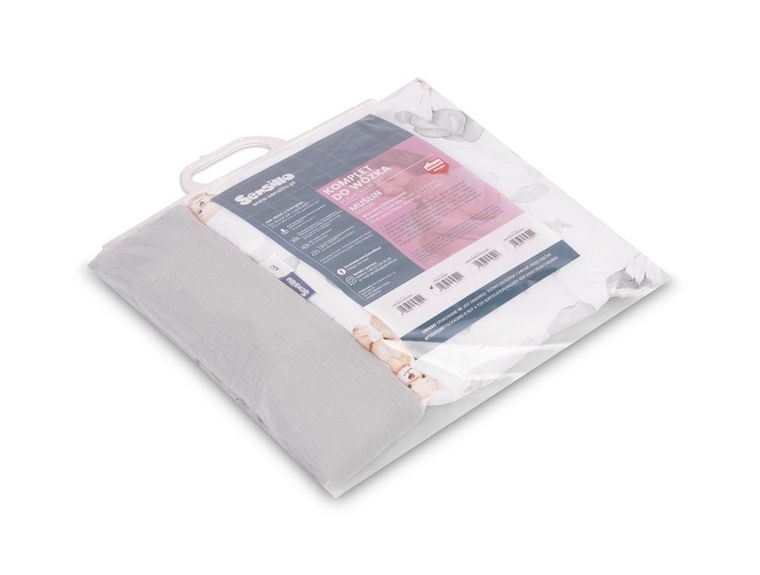 Sensillo, Teddy, komplet do wózka muślin, szary