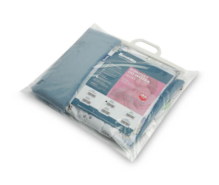 Sensillo, Velvet, Spacer, komplet do wózka z falbanką, niebieski