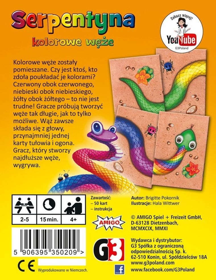Serpentyna. Kolorowe węże, gra karciana