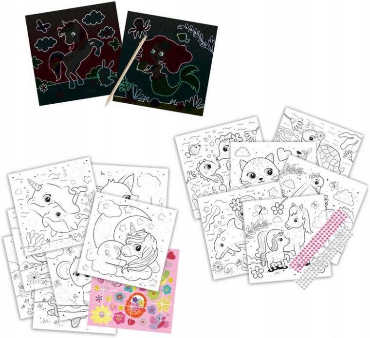 SES Creative, kolorowanka z naklejkami, 3w1, jednorożec