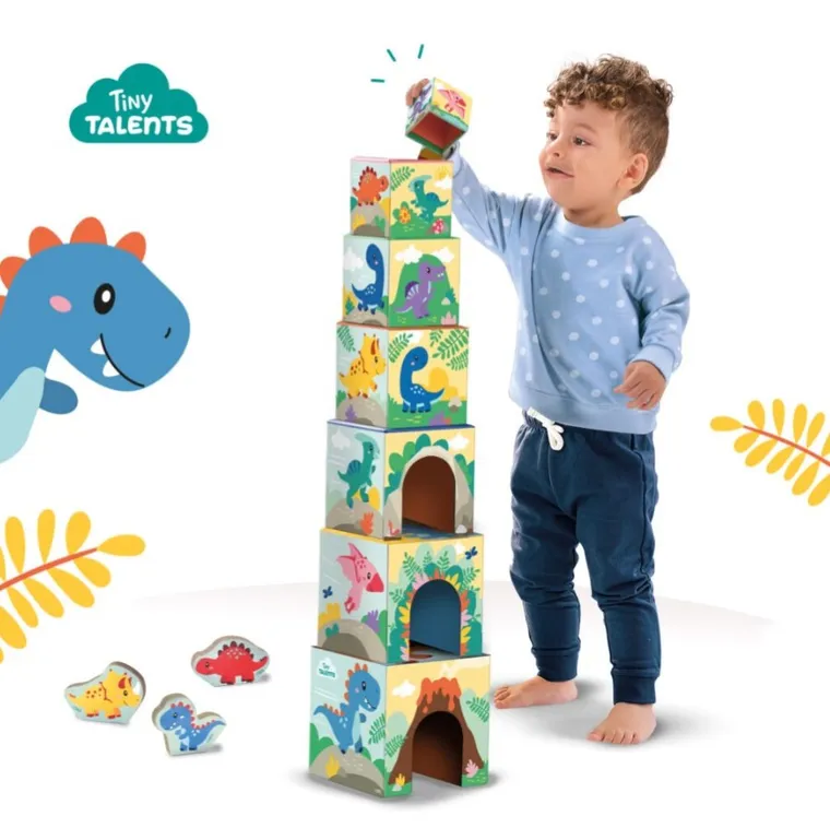 SES Creative, wieża z klocków z figurkami, Dinozaury