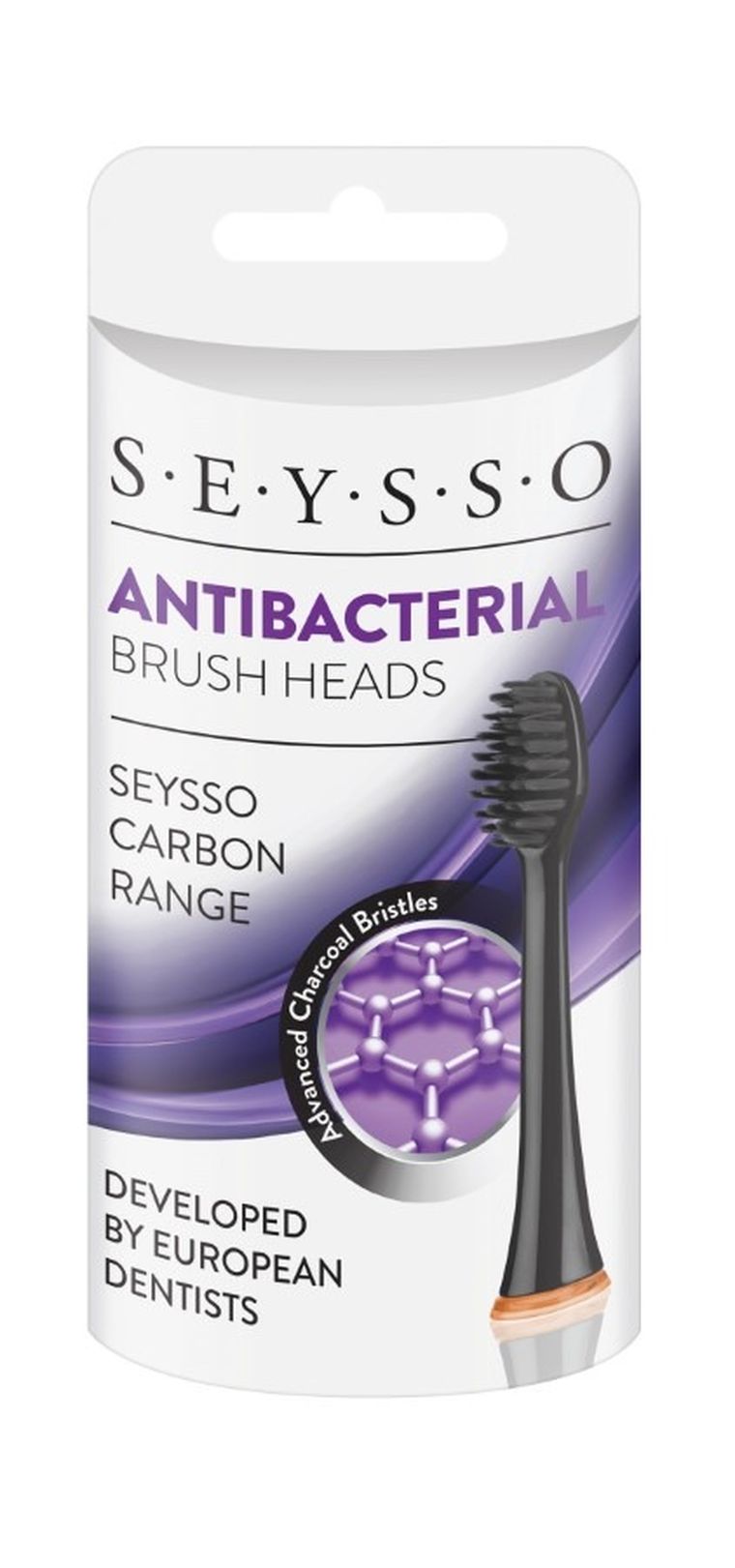 Seysso, końcówki do szczoteczki sonicznej, antybakteryjne, węglowe, ABH, 2 szt.