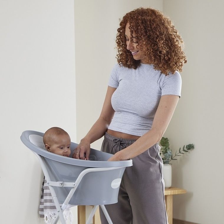 Shnuggle, Baby Pebble, wanienka dla niemowlaka z odpływem, Grey