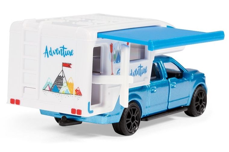 Siku 1693 Ford F150 Pick-Up Camper – Gedetailleerd Speelgoedmodel Van Metaal En Kunststof, Met Uitschuifbare Luifel, Tafel, Stoelen, Krukjes En Openslaande Deur