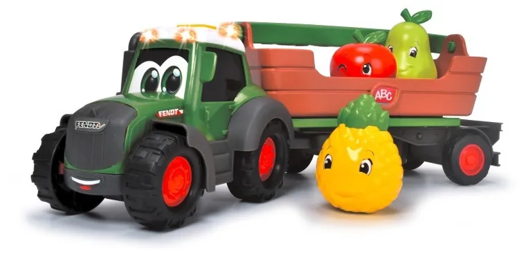 Simba, ABC, Freddy Fruit Fendt, Owocowy traktor z przyczepą, pojazd, światło i dźwięk, 30 cm