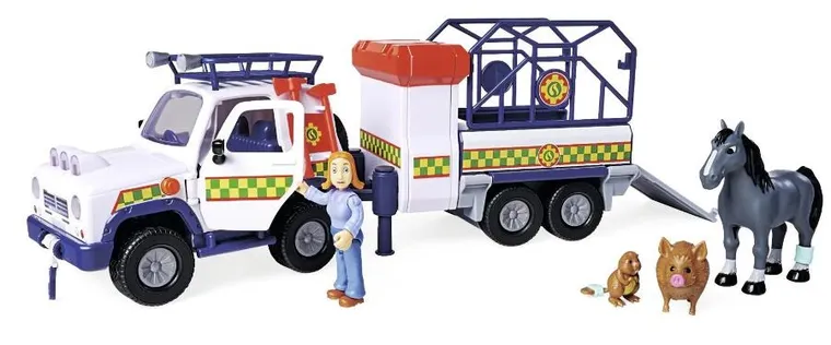 Simba, Strażak Sam, Ratownictwo weterynaryjne, pojazd z przyczepką i figurkami