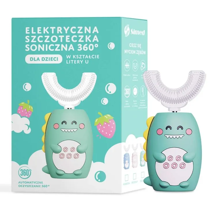 Simed, szczoteczka soniczna, U-shape, 360 + 2 końcówki, zielona
