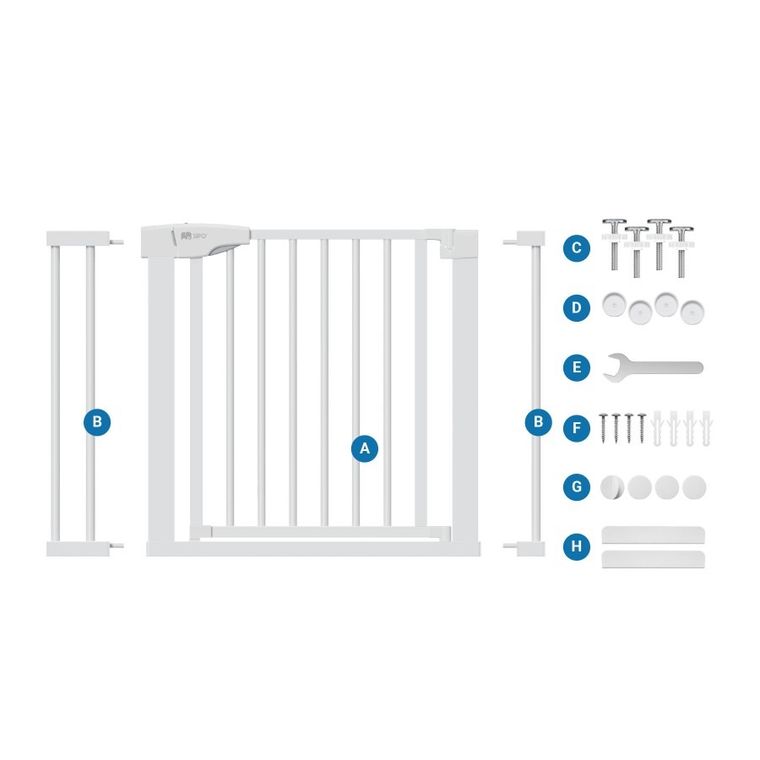 Sipo, bramka zabezpieczająca na schody, barierka ochronna, biała
