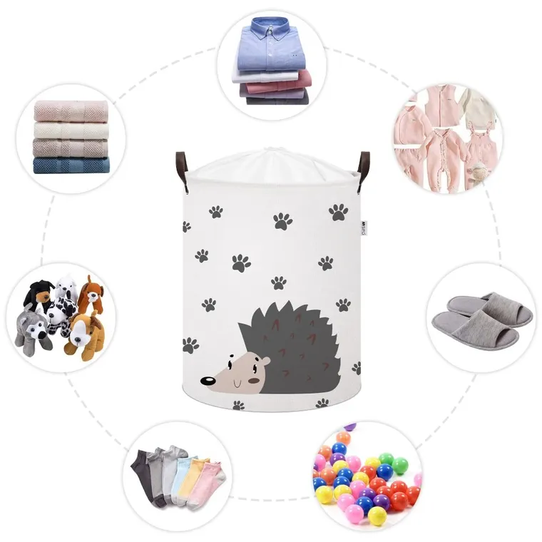 Sipo, kosz na zabawki XL, bawełniany, wodoodporny, zamykany na ściągacz, Jeżyk