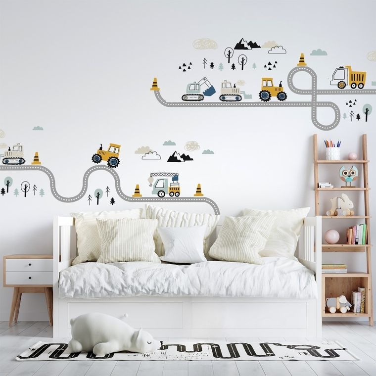 Sipo, naklejki na ścianę do pokoju dziecięcego, Traktory i ulica