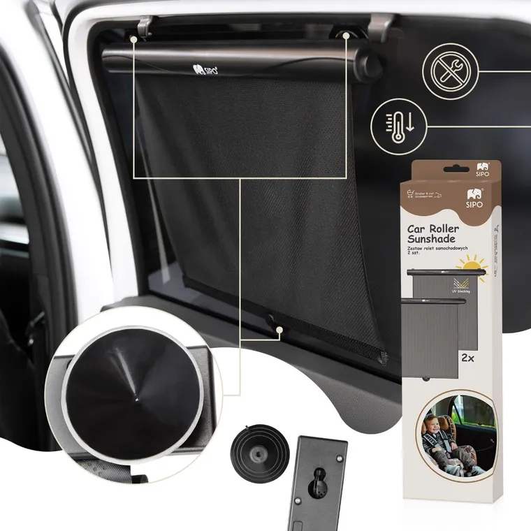 Sipo, zestaw rolet przeciwsłonecznych do samochodu, 2 szt.