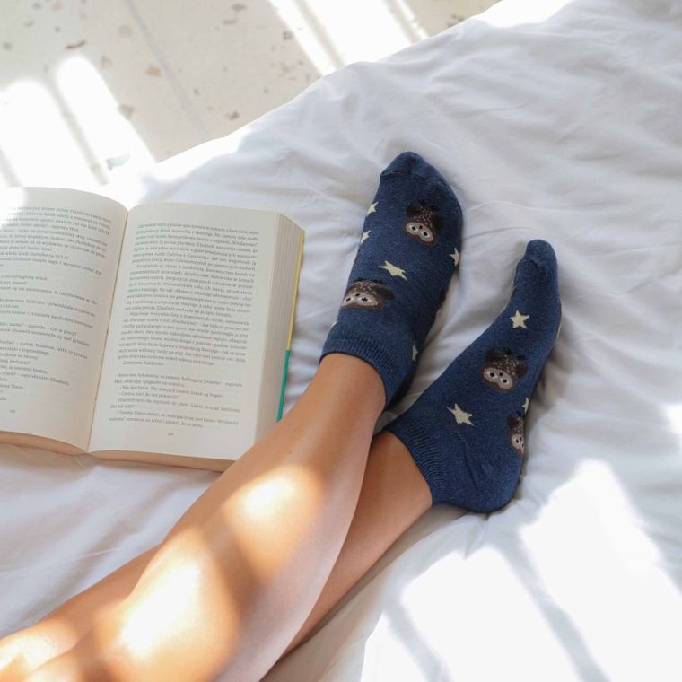 Skarpetki damskie, stopki, granatowe, Adrian