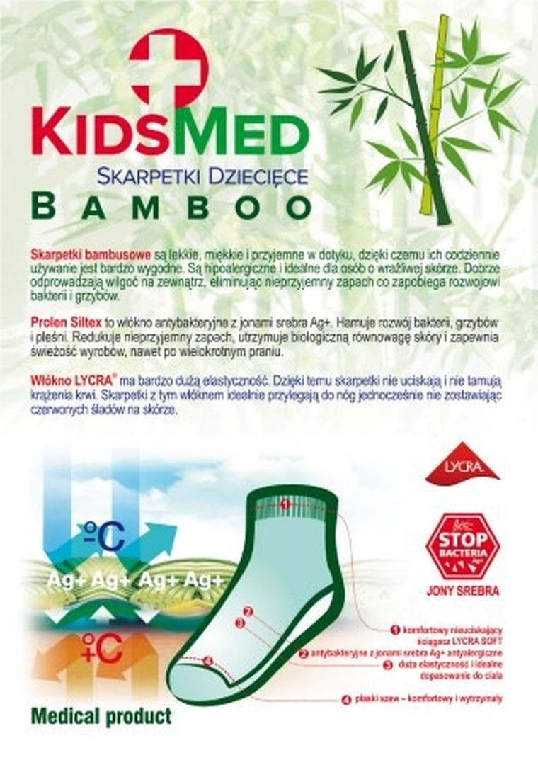 Skarpetki dziecięce bambusowe, białe, KidsMed