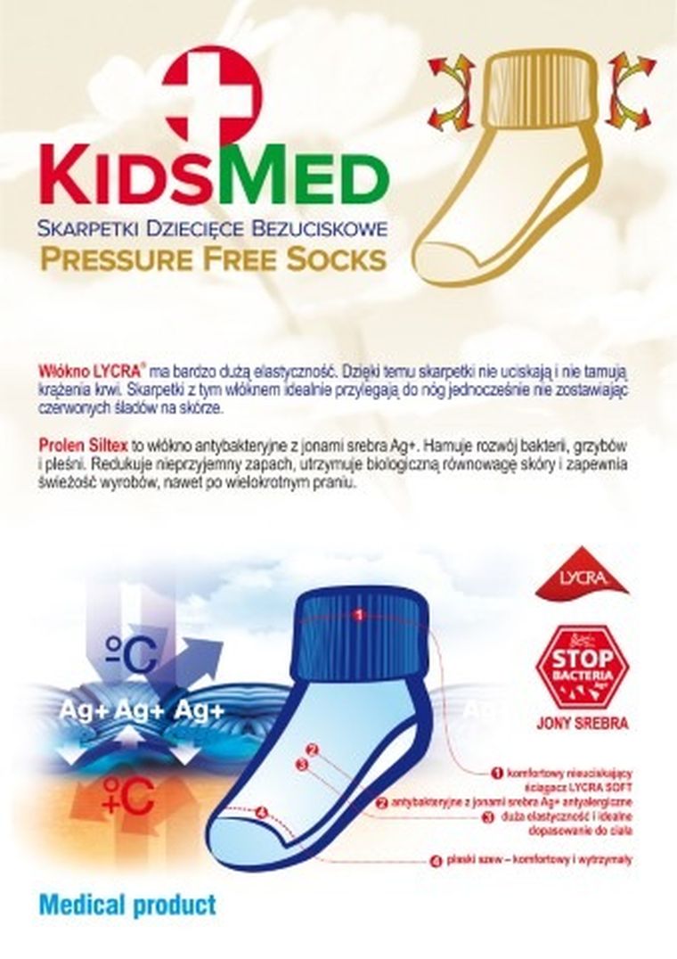 Skarpetki dziecięce bezuciskowe, niebieskie, KidsMed