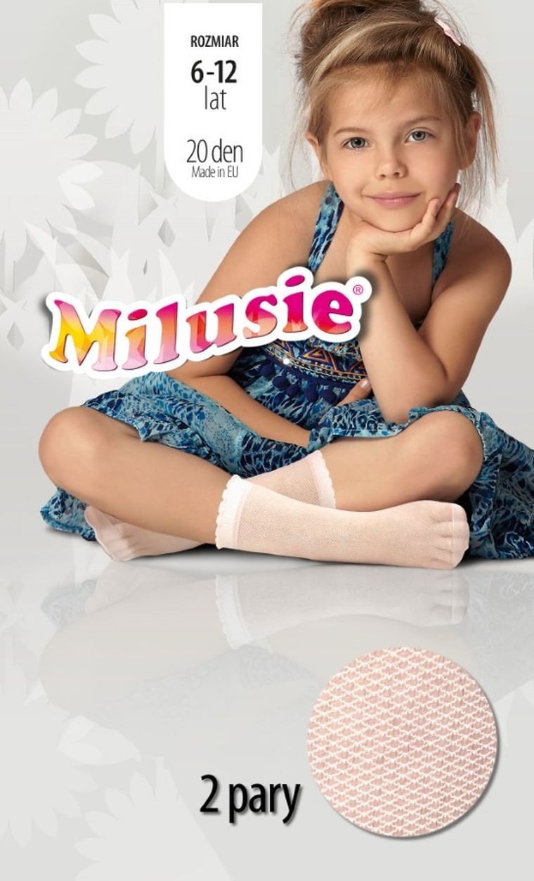 Skarpetki dziewczęce, cienkie, białe, zestaw, 2 szt., Milusie
