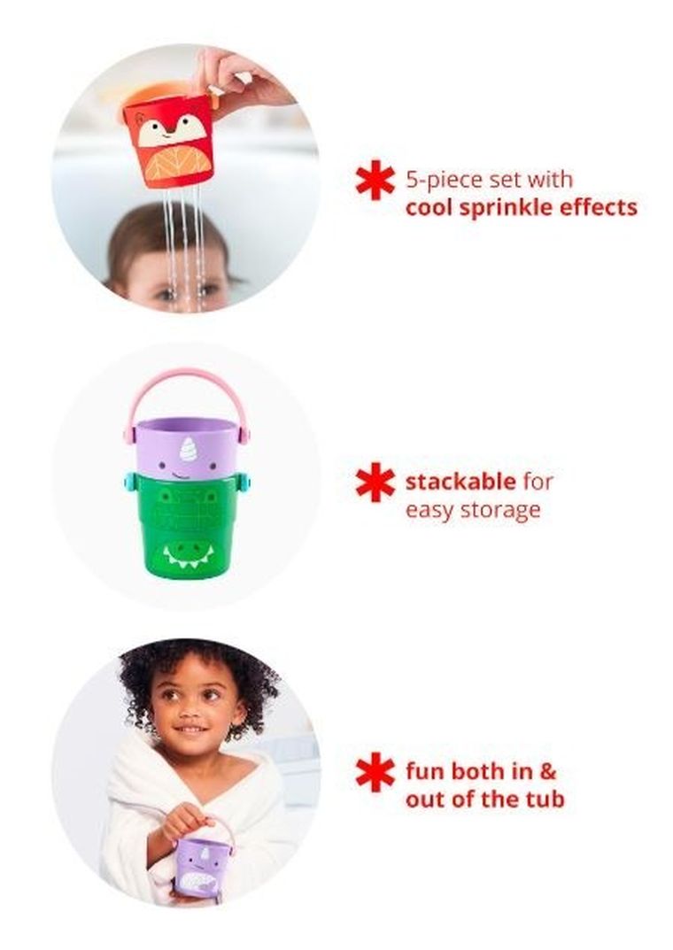 Skip Hop, Zoo 2.0, wiaderka do wody, zabawka do kąpieli