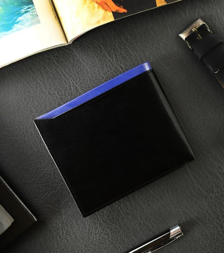 Składany, poziomy portfel męski z połyskującej skóry naturalnej, Ronaldo