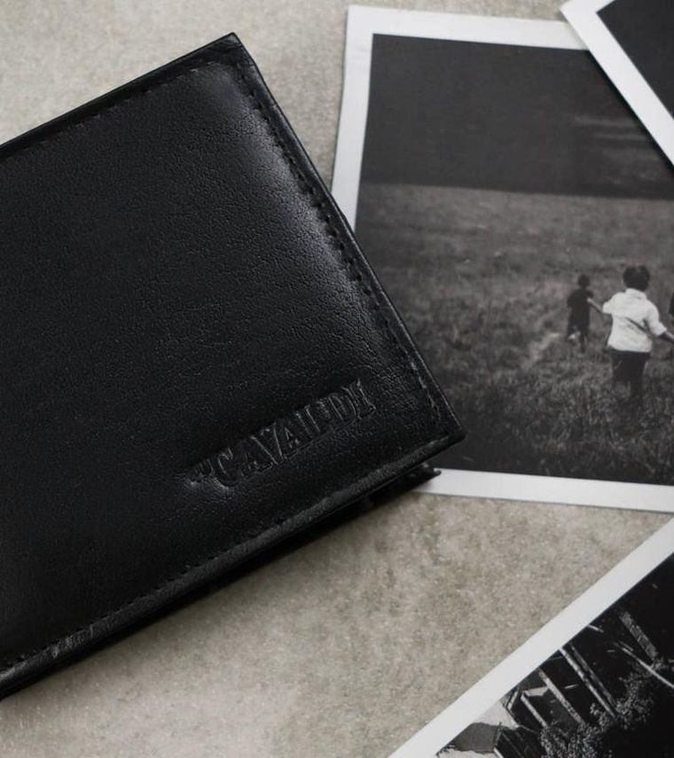 Skórzany portfel męski z kieszonką na rewersie, Cavaldi