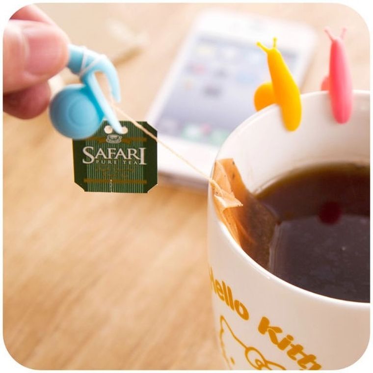 Ślimaki, 6 szt. zawieszki na woreczek do herbaty