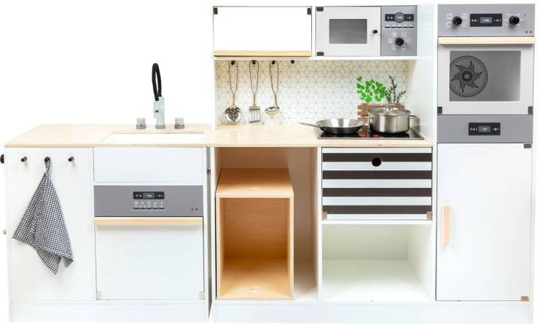 Small Foot, drewniana kuchnia narożna z pralką, zestaw mebli z akcesoriami