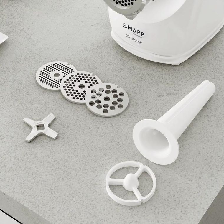 Smapp, maszynka do mielenia z szatkownicą, biała