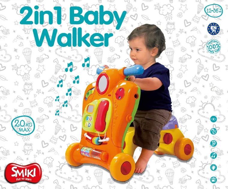 Smiki, Baby Walker, chodzik, pchacz interaktywny, 2w1