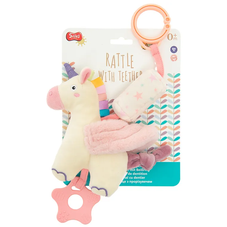 Smiki, Jednorożec, grzechotka z gryzakiem, 14 cm