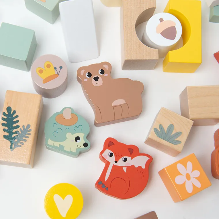 Smiki, Leśne zwierzęta, drewniane klocki, 50 elementów