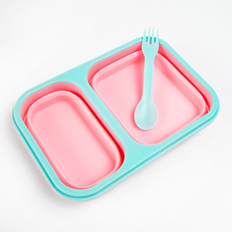 Smiki, lunchbox składany, różowy