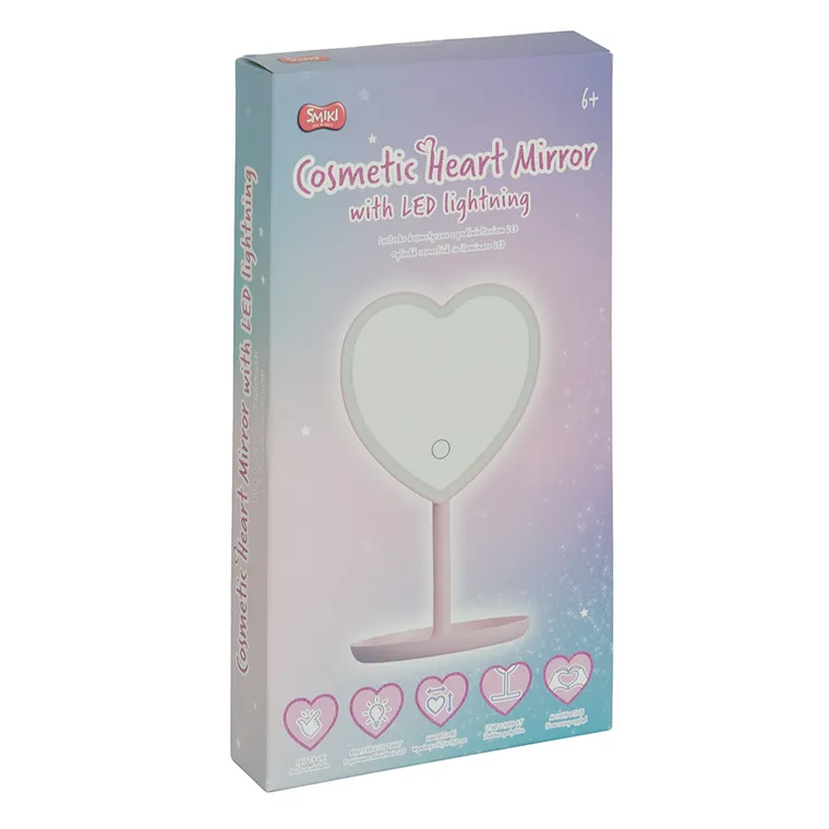 Smiki, lusterko z podświetleniem LED, serduszko