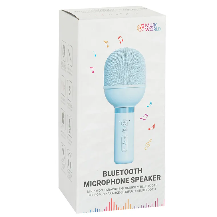 Smiki, Music World, mikrofon karaoke z głośnikiem bluetooth, niebieski
