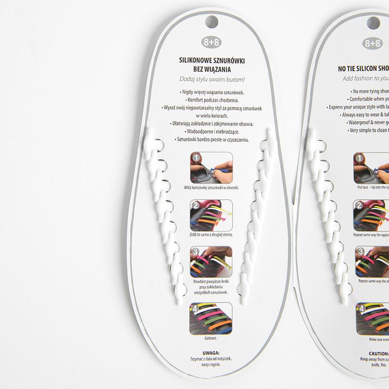 Smiki, silikonowe sznurówki bez wiązania, 8+8, białe