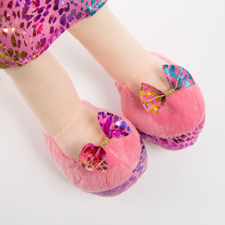 Smiki, szmaciana lalka w sukience i kamizelce, blondynka