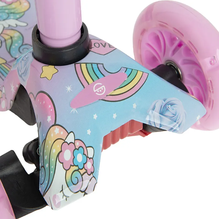 Smiki, trójkołowa hulajnoga ze świecącymi kołami LED, jednorożce