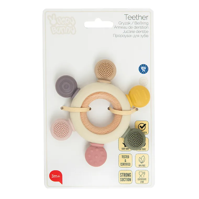 Smiki, Very Bunny, gryzak drewniano-silikonowy, zabawka niemowlęca
