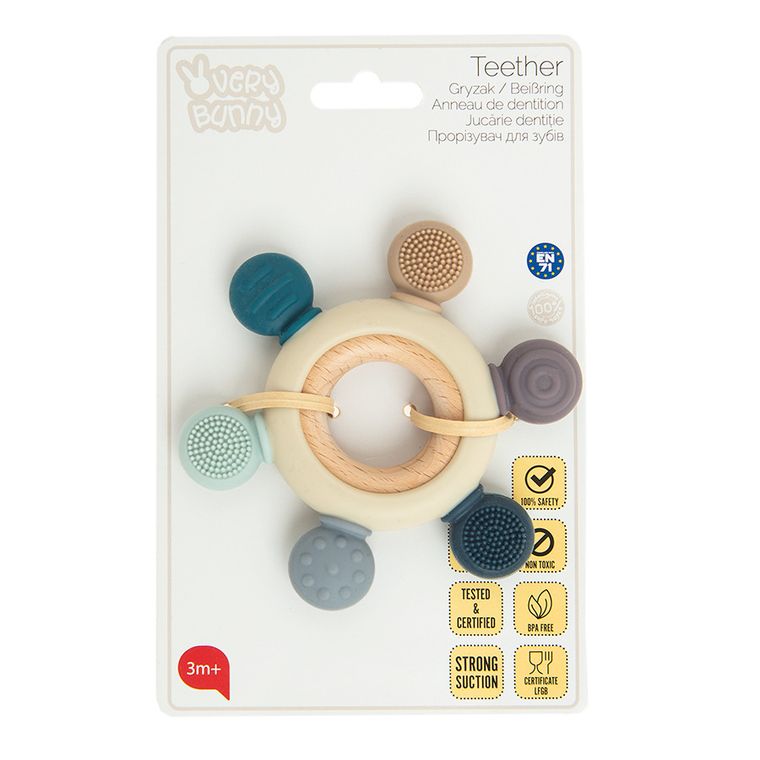 Smiki, Very Bunny, gryzak drewniano-silikonowy, zabawka niemowlęca