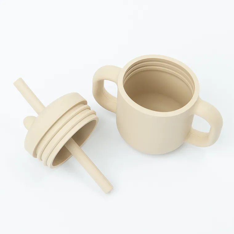 Smiki, Very Bunny, kubek silikonowy ze słomką, beżowy