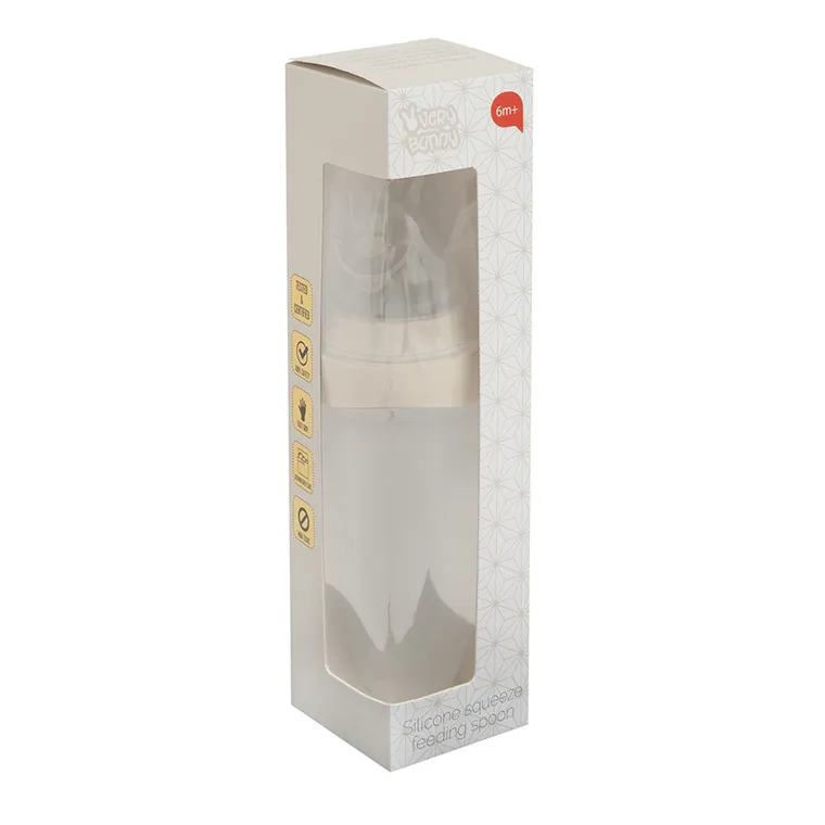 Smiki, Very Bunny, silikonowa łyżeczka z zasobnikiem, beżowa