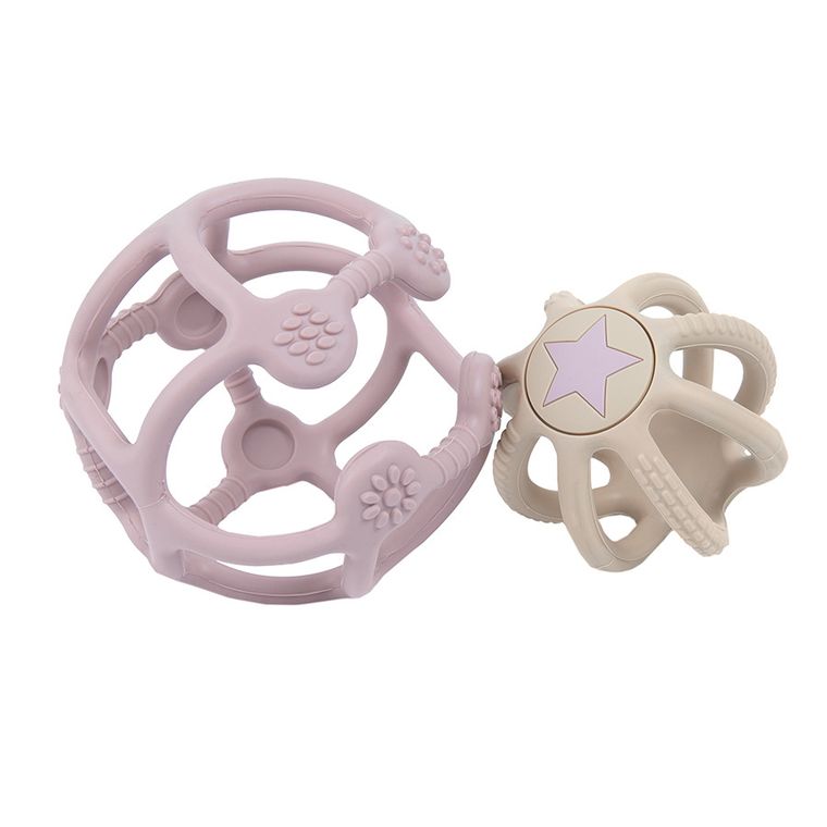 Smiki, Very Bunny, Silikonowe kule, gryzak, zabawka niemowlęca, różowo-beżowa