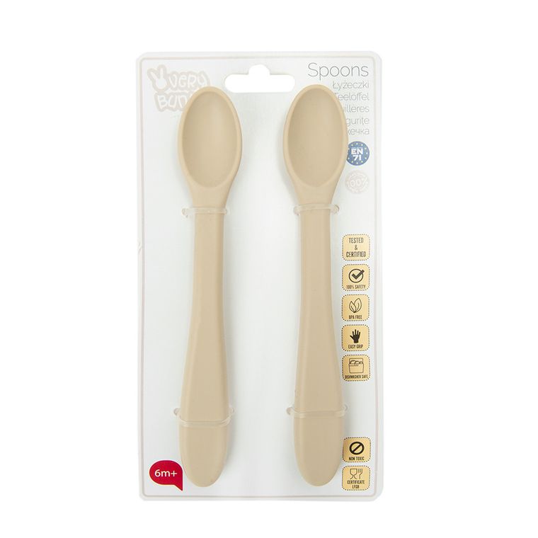 Smiki, Very Bunny, silikonowe łyżeczki, beżowe, 2 szt.