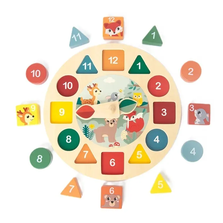 Smiki, zegar drewniany, drewniana układanka