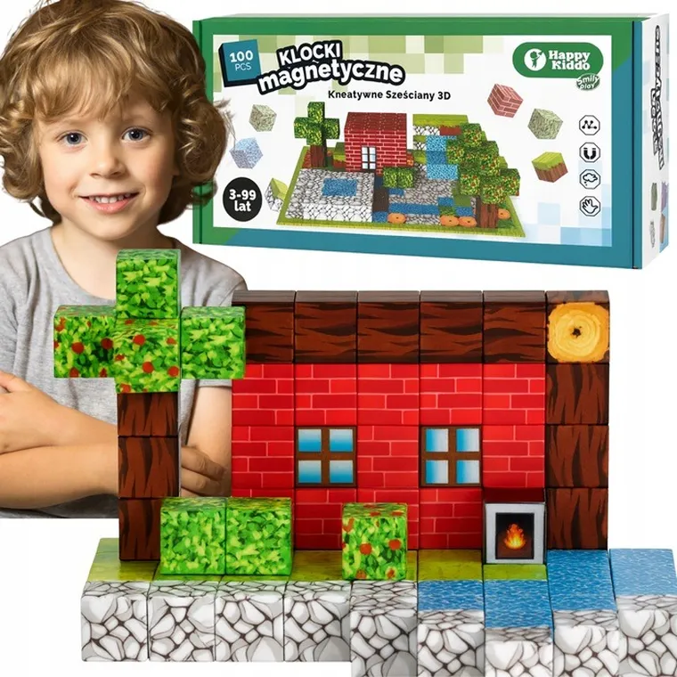 Smily Play, klocki magnetyczne, 100 elementów